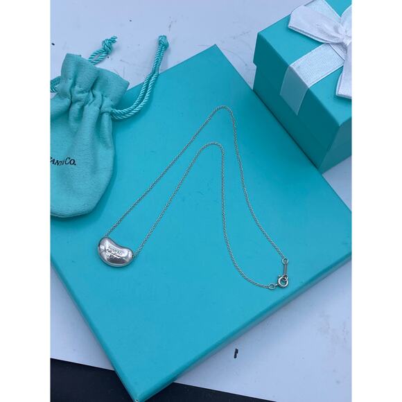Tiffany & Co. Elsa Peretti Large Bean Pendant Necklace - Sterling Silver 16" - Picture 6 of 10